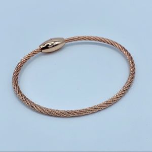 14k Rose Gold Magnetic Close Rope Bangle Bracelet